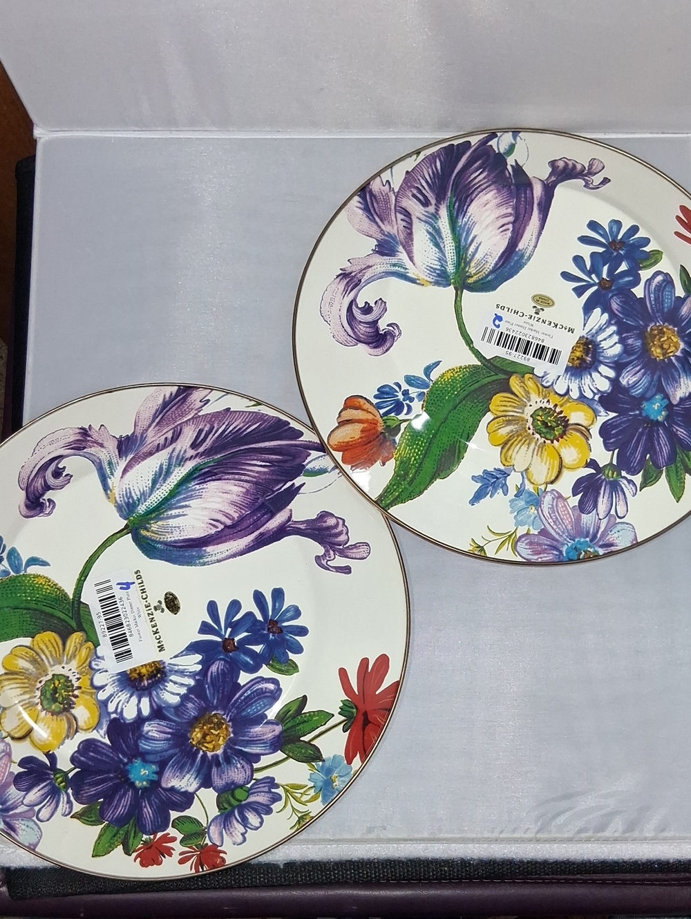 MacKenzie-Childs white Flower Market 10 inch plates